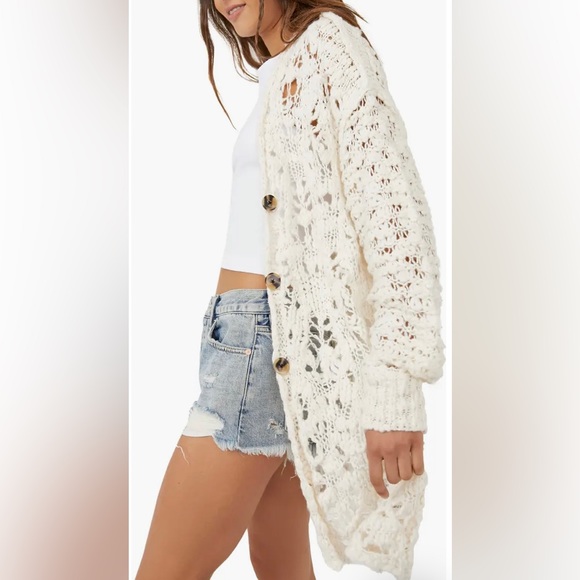 NWT FREE PEOPLE IMELDA CROCHET KNIT CARDIGAN - Picture 2 of 6